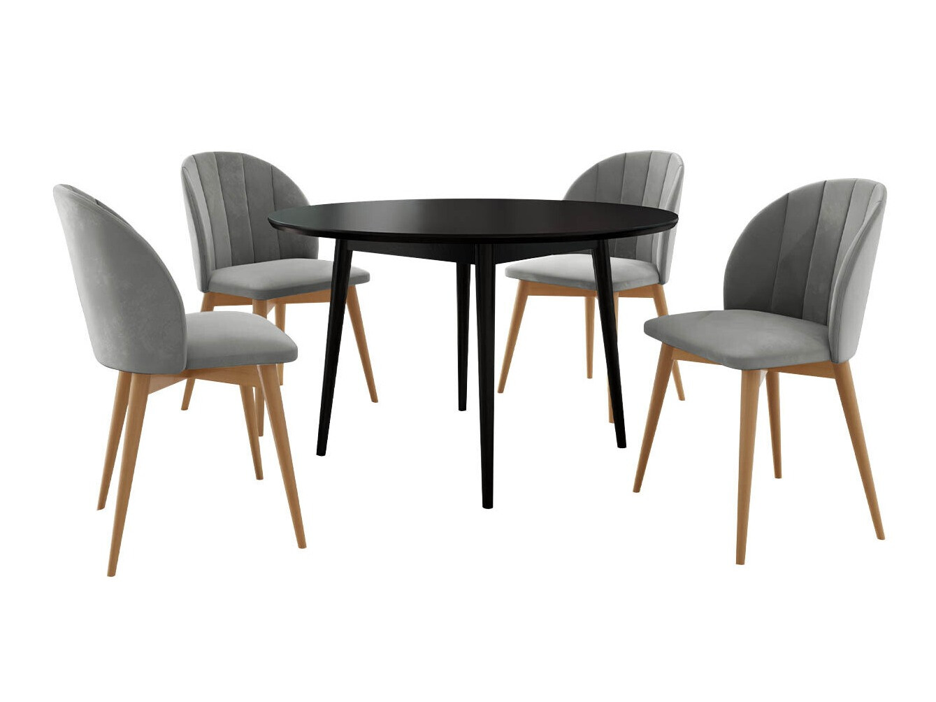 Маса и столове за трапезария Racine 127 (Кафяв + Magic Velvet 2217)