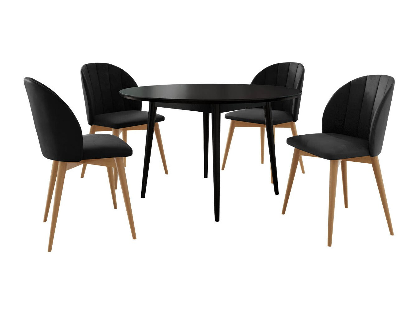 Маса и столове за трапезария Racine 127 (Кафяв + Magic Velvet 2219)