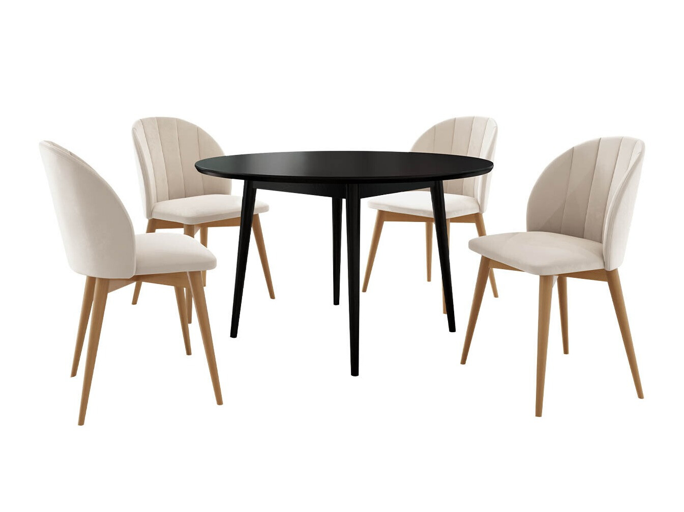 Маса и столове за трапезария Racine 127 (Кафяв + Magic Velvet 2250)