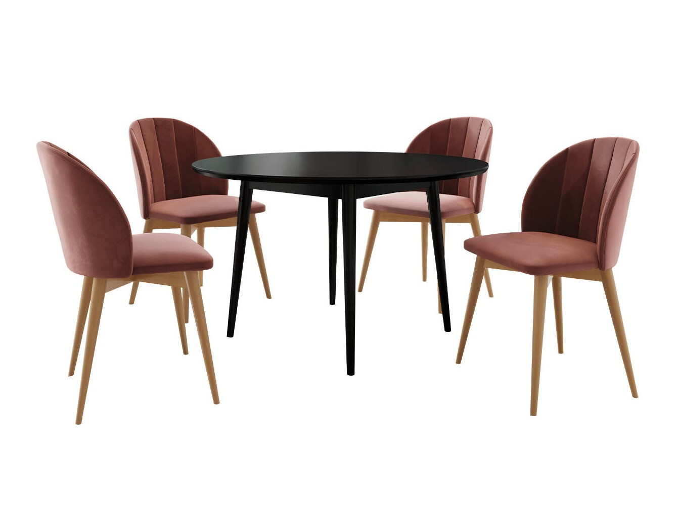 Маса и столове за трапезария Racine 127 (Кафяв + Magic Velvet 2258)