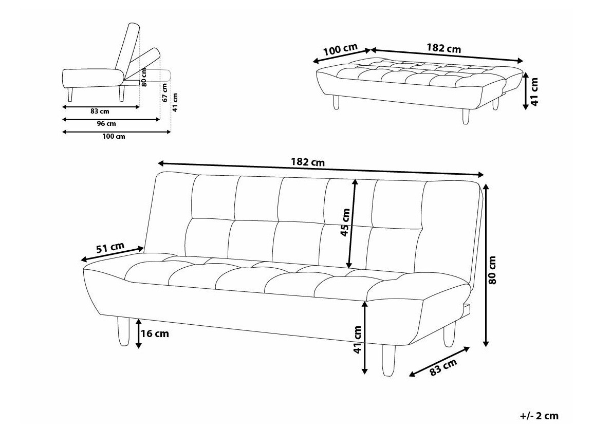 Разтегателен диван Berwyn 1550 (Тъмно сив)