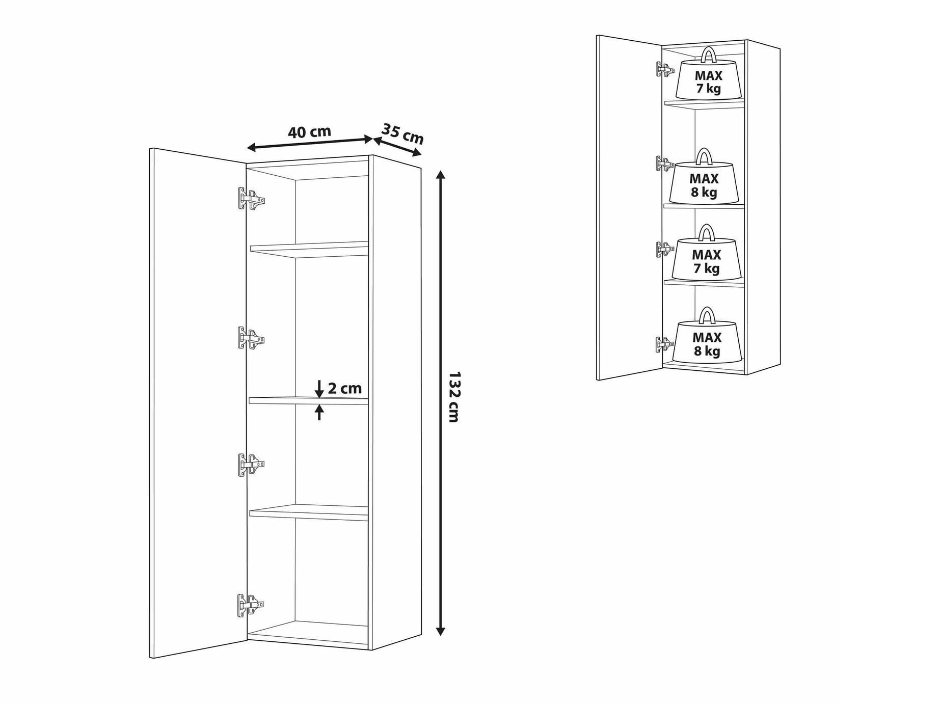 Окачен шкаф за баня Berwyn 1555 (Бял)