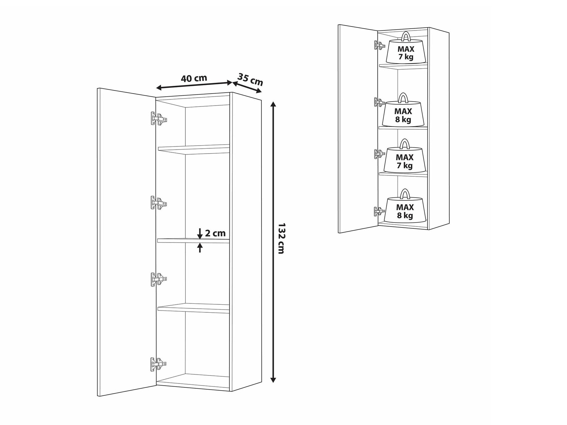 Окачен шкаф за баня Berwyn 1555 (Черен)
