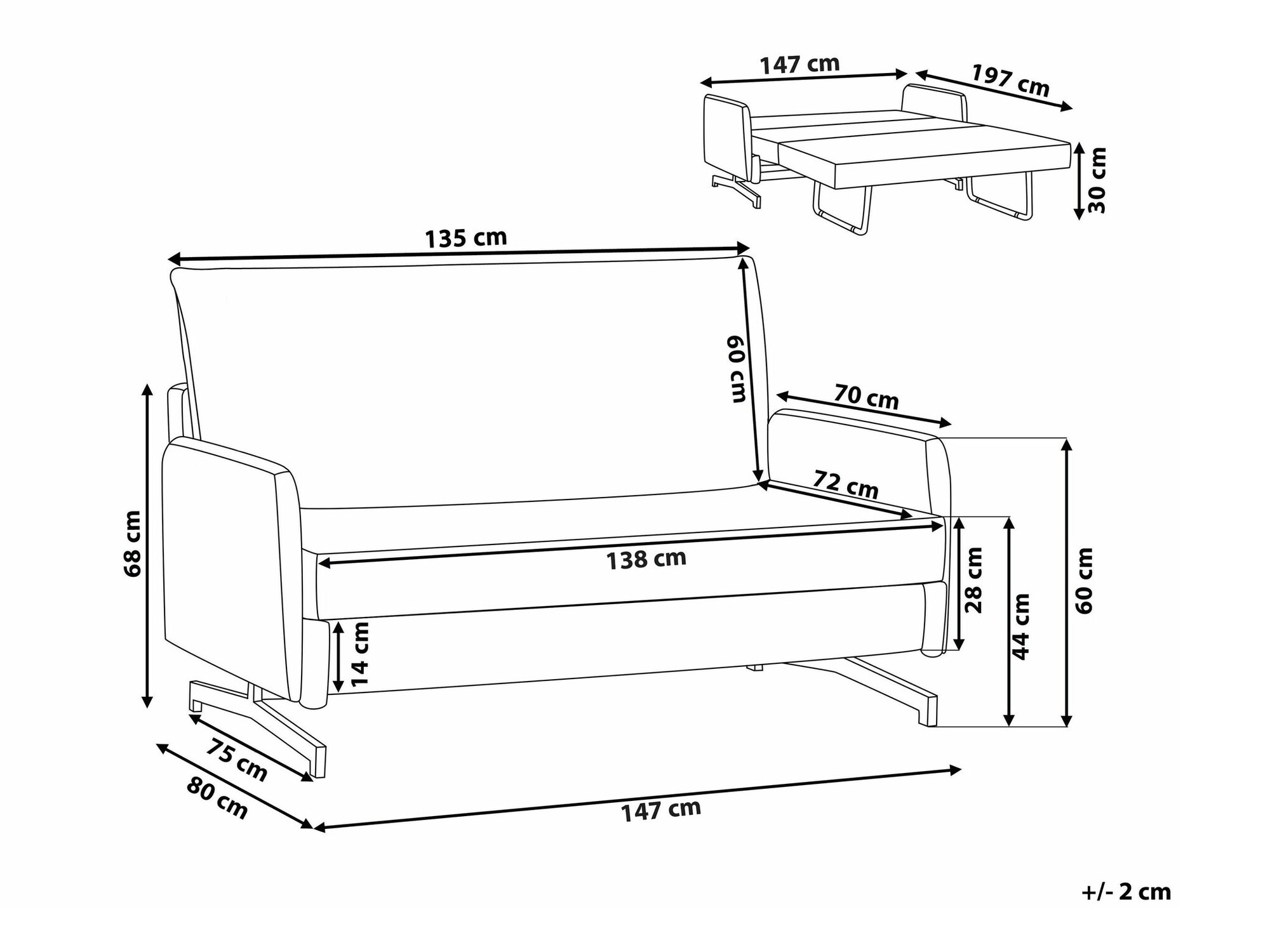 Разтегателен диван Berwyn 1557 (Сив)