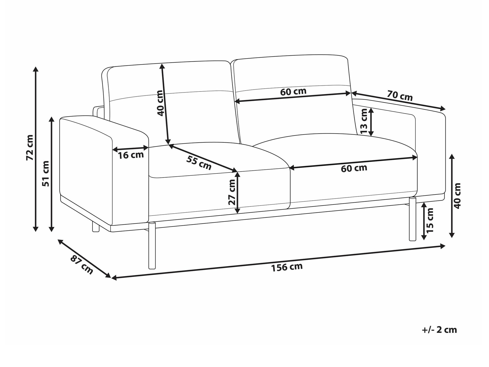 Диван Berwyn 2066 (Черен)