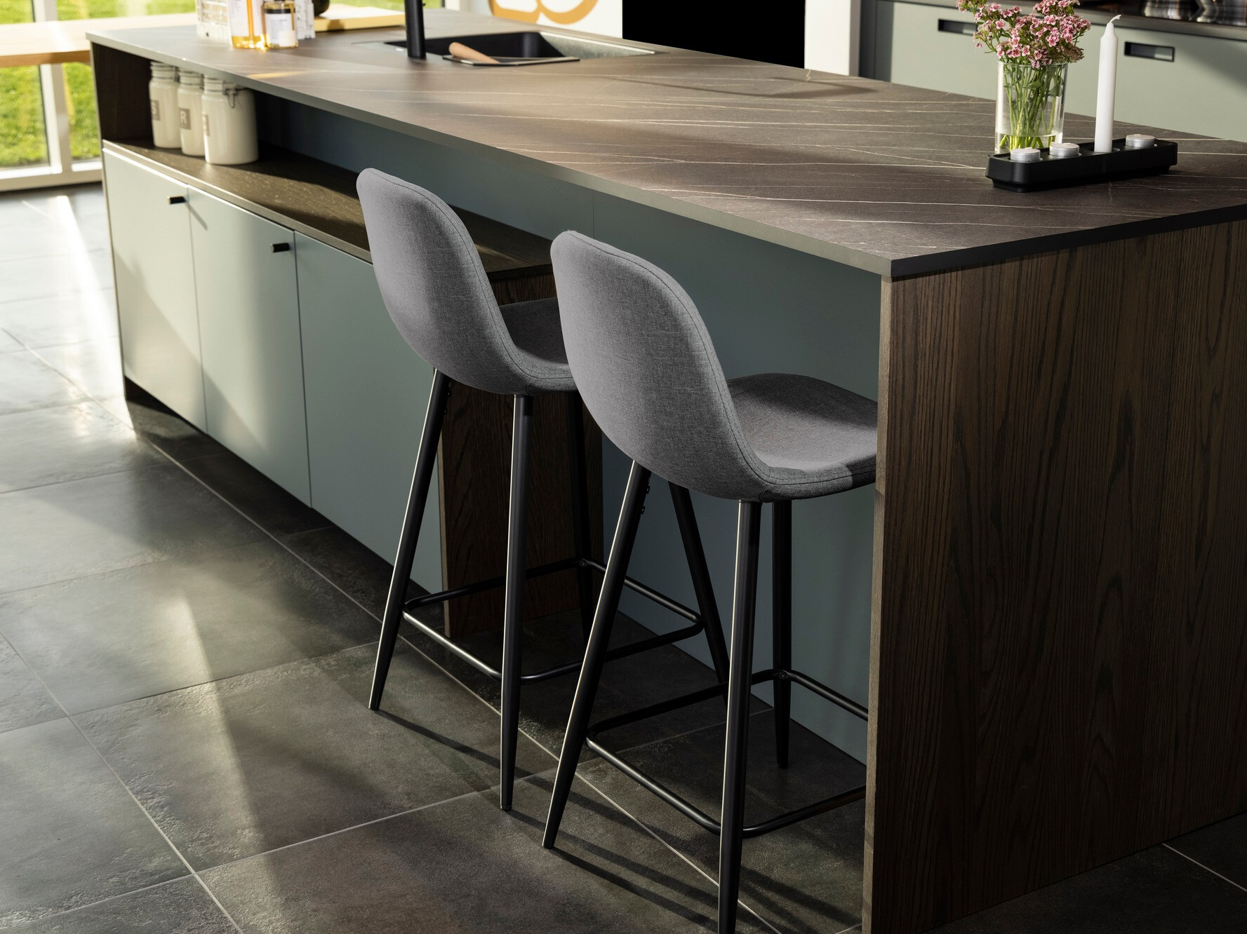 Нисък бар стол Norsica 175 (Сив)