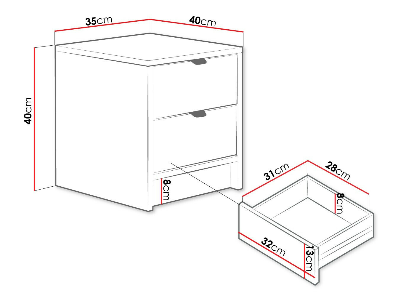 Нощно шкафче Comfivo Papilio (Бял)
