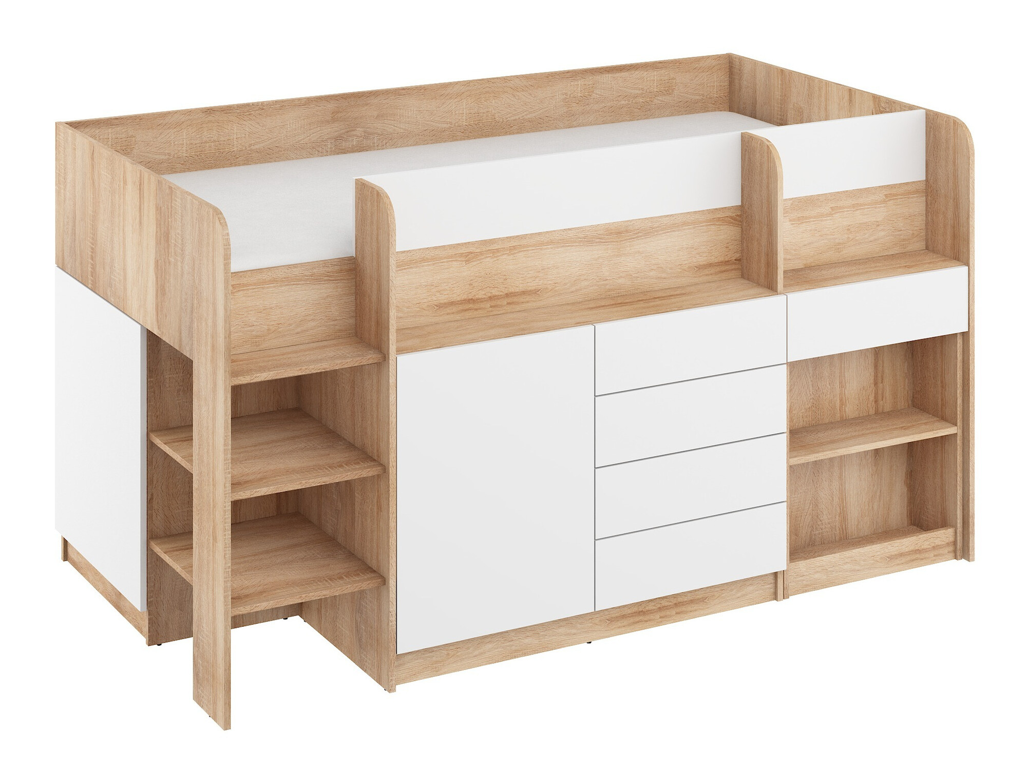 Високо легло Gilroy 116 (Сонома дъб + Бял)