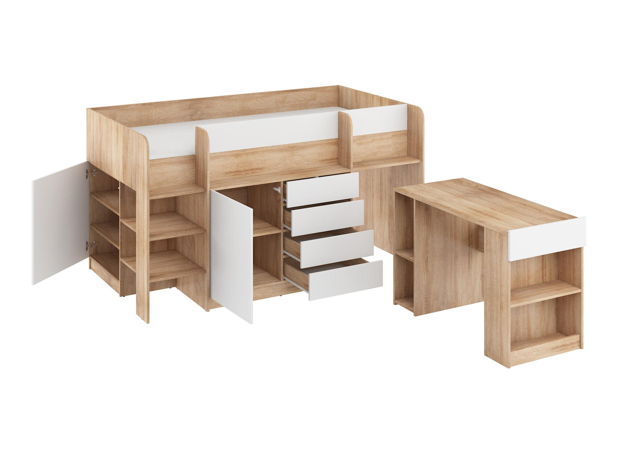 Високо легло Gilroy 116 (Сонома дъб + Бял)