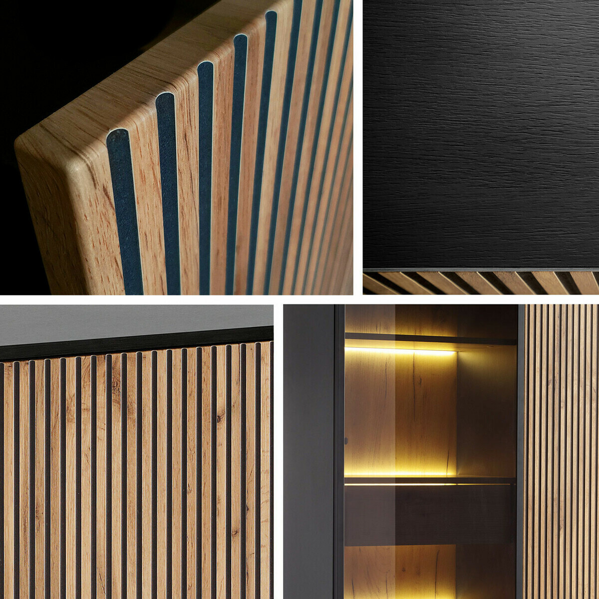 Шкаф Manal (Черен + Дъб уотан)