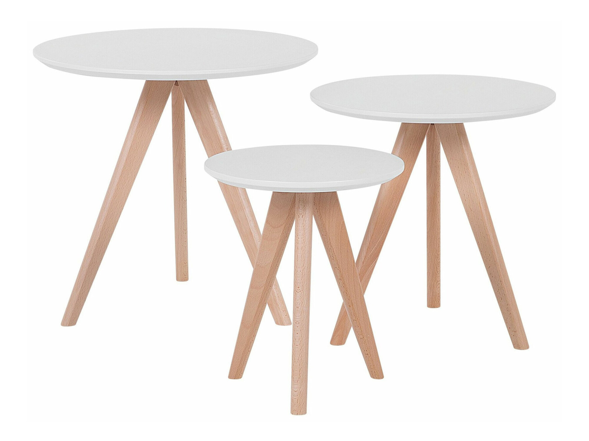 Комплект помощни маси Berwyn 1739 (Бял + Ярък дърво)