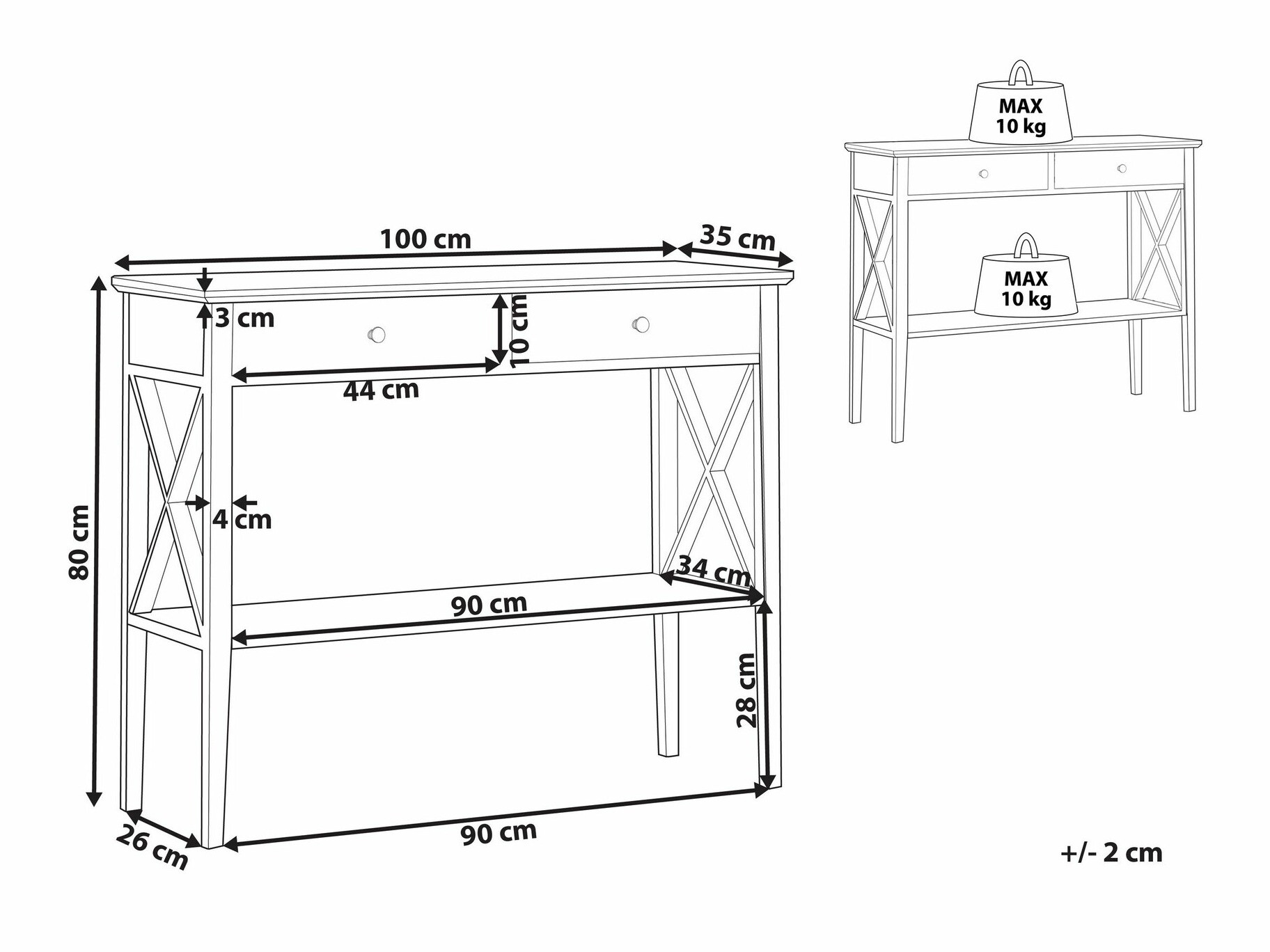 Конзолна маса Berwyn 1642 (Черен)