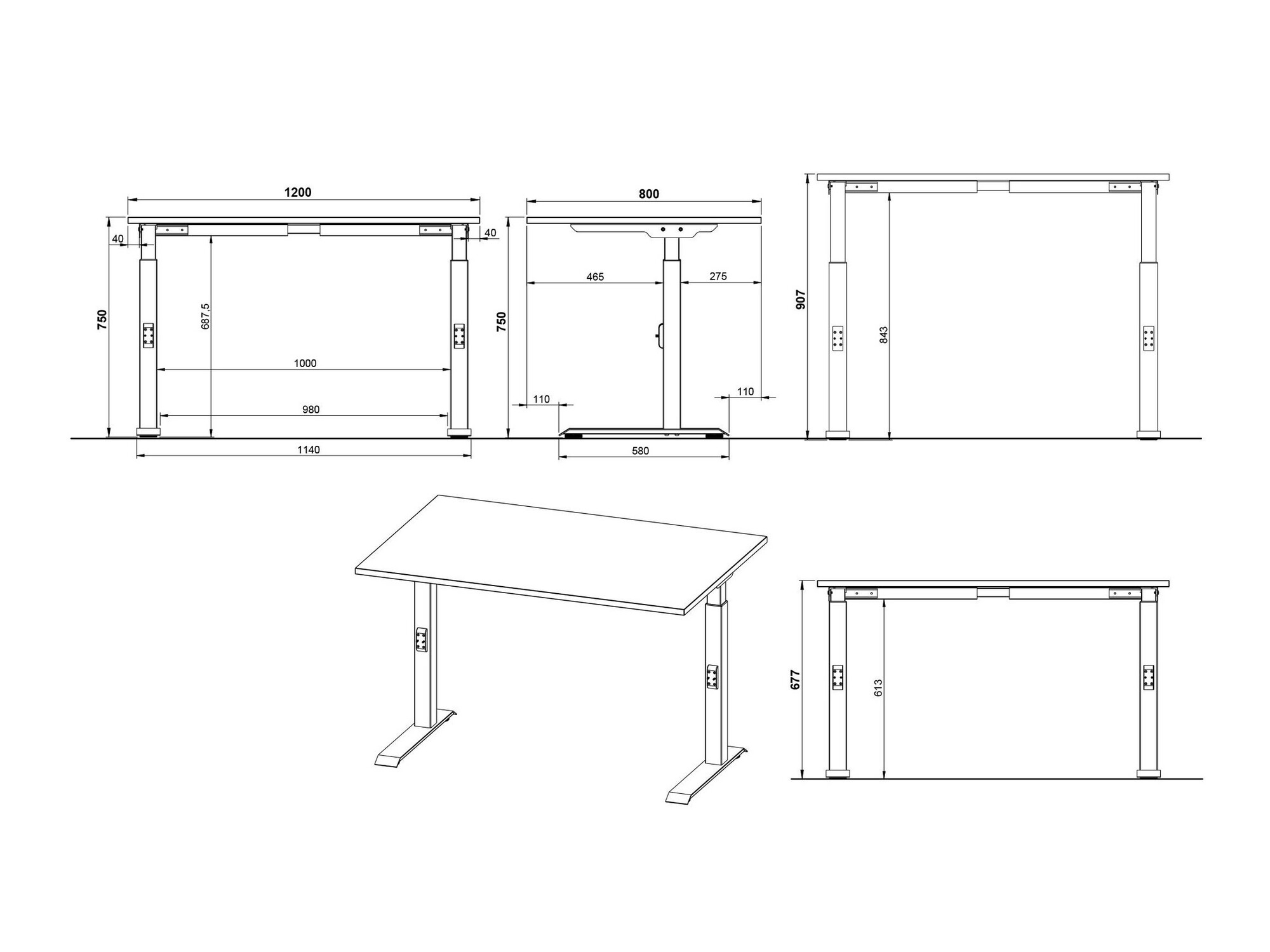 Офис бюро Sacramento 420 (Бял + Черен)