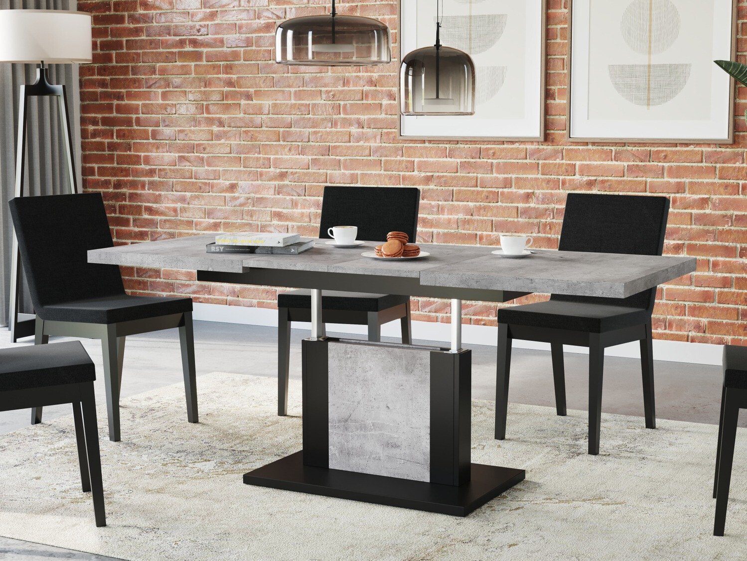 Трансформираща се масичка за кафе Glendale 103 (Бетон + Черен)