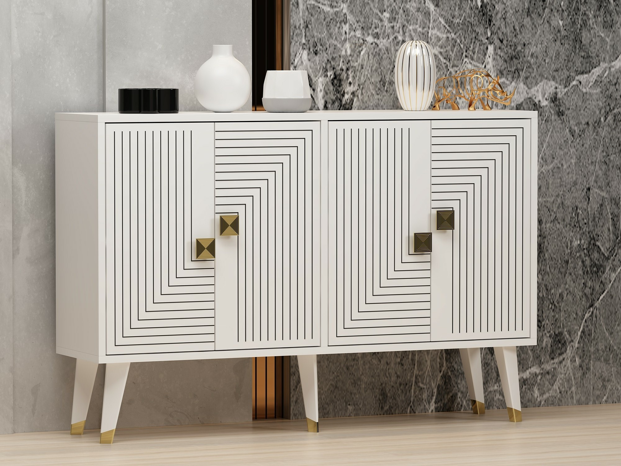 Шкаф Dunliru 105 (Бял + Златно)