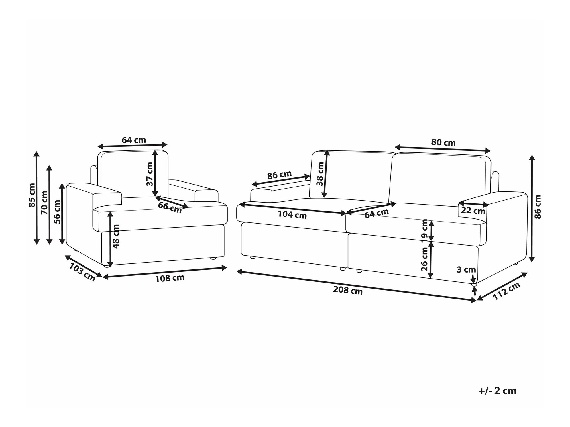 Комплект мека мебел Berwyn 1692 (Светло сив)