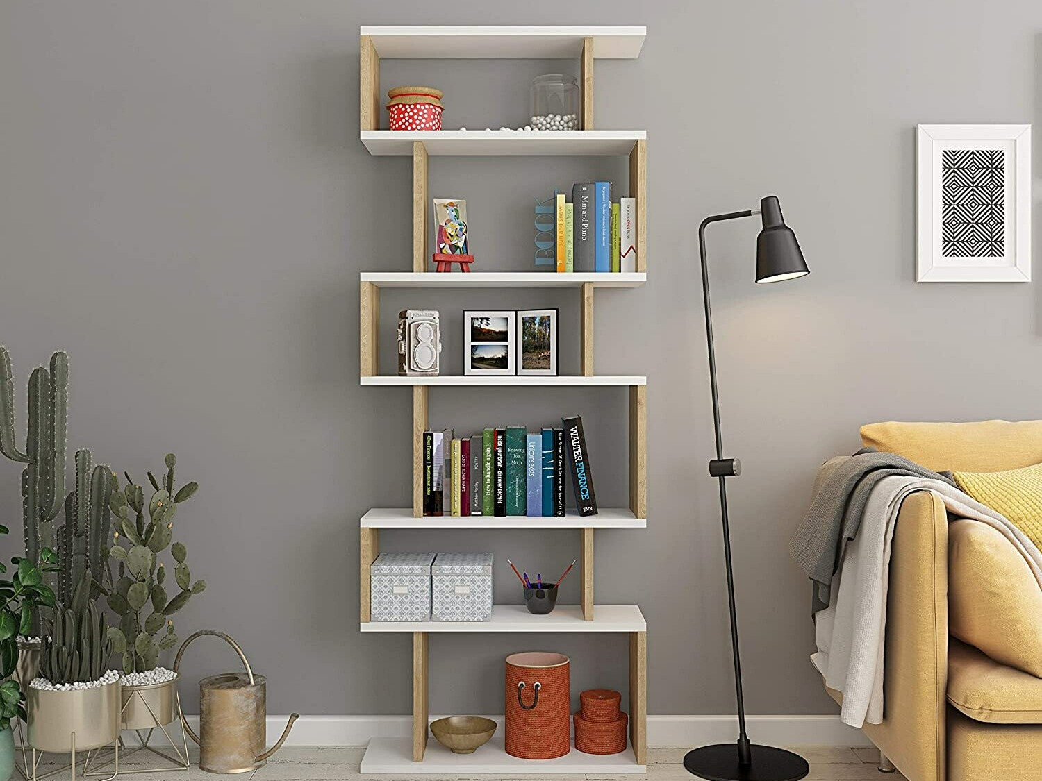 Етажерка Kailua 1834 (Бял + Дъб)