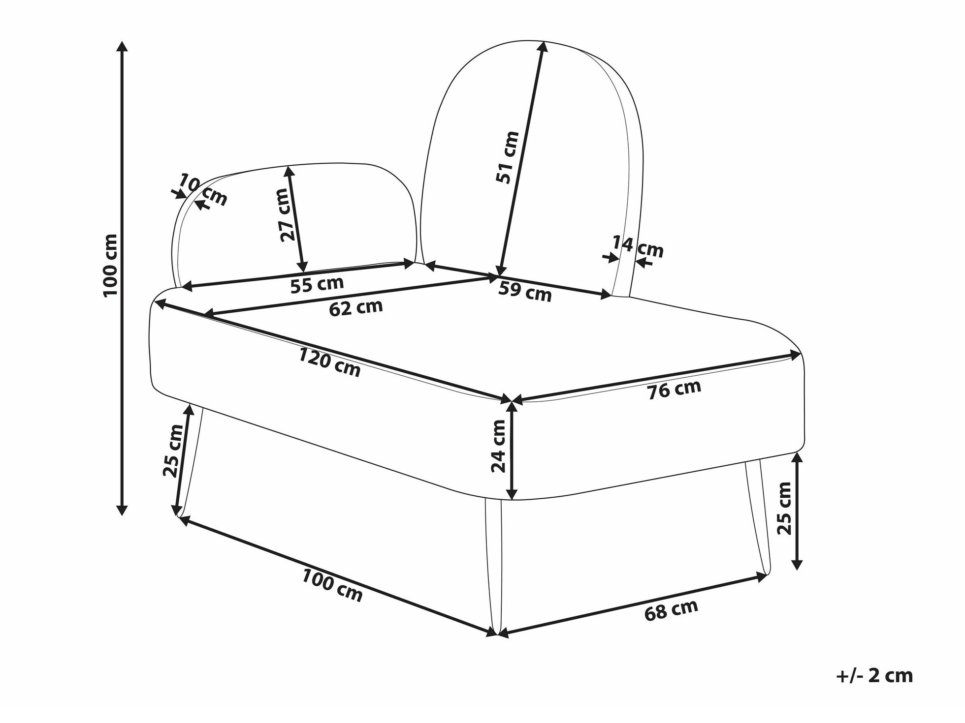 Кушетка Berwyn 1729 (Бял + Оранжев)