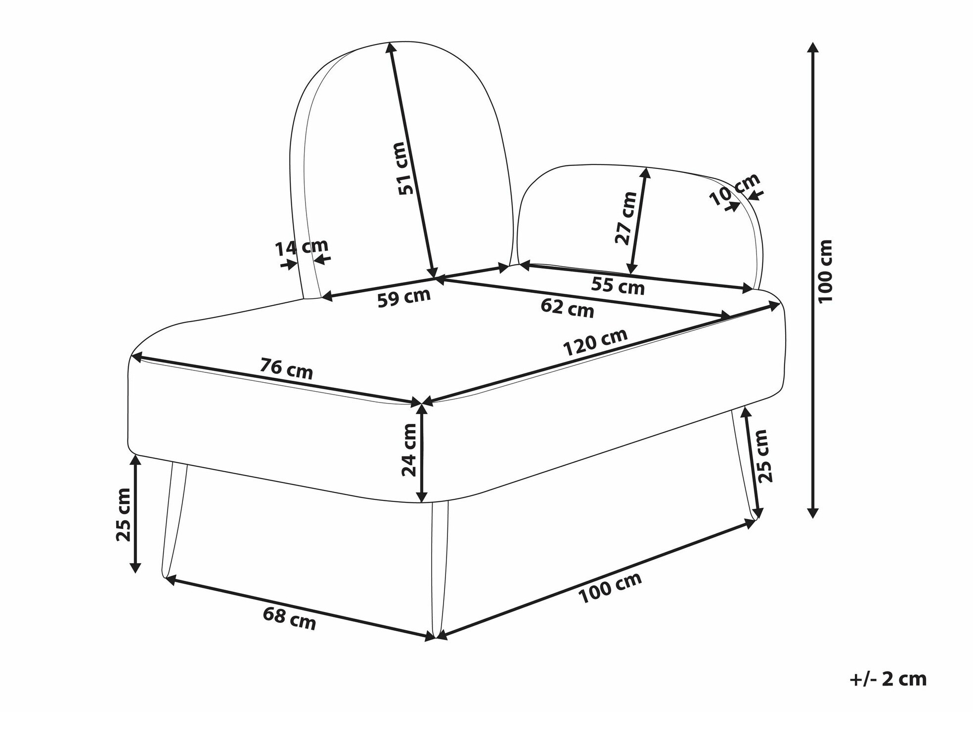 Кушетка Berwyn 1729 (Бял + Оранжев)