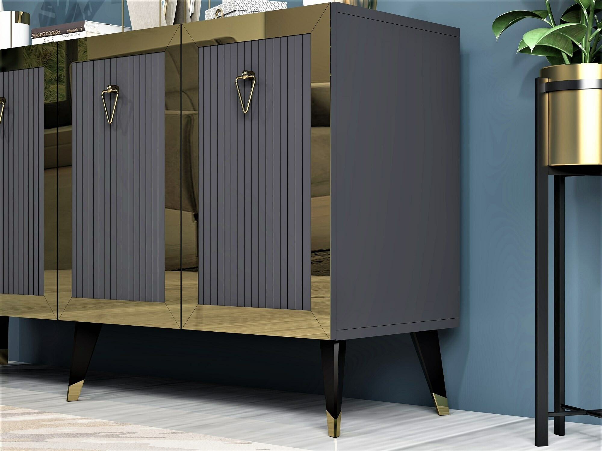 Шкаф Kailua 1868 (Anhtracite + Златно)