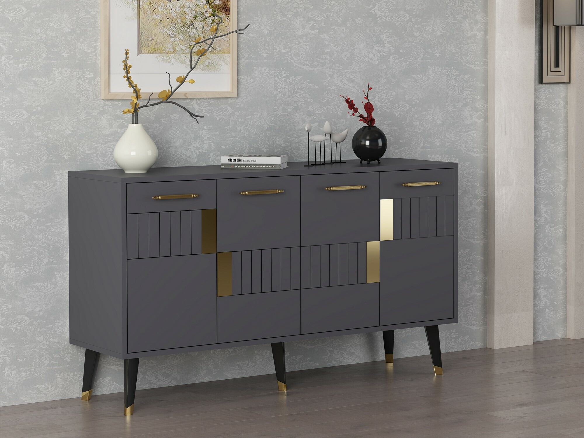 Шкаф Kailua 1882 (Антрацит + Златно)