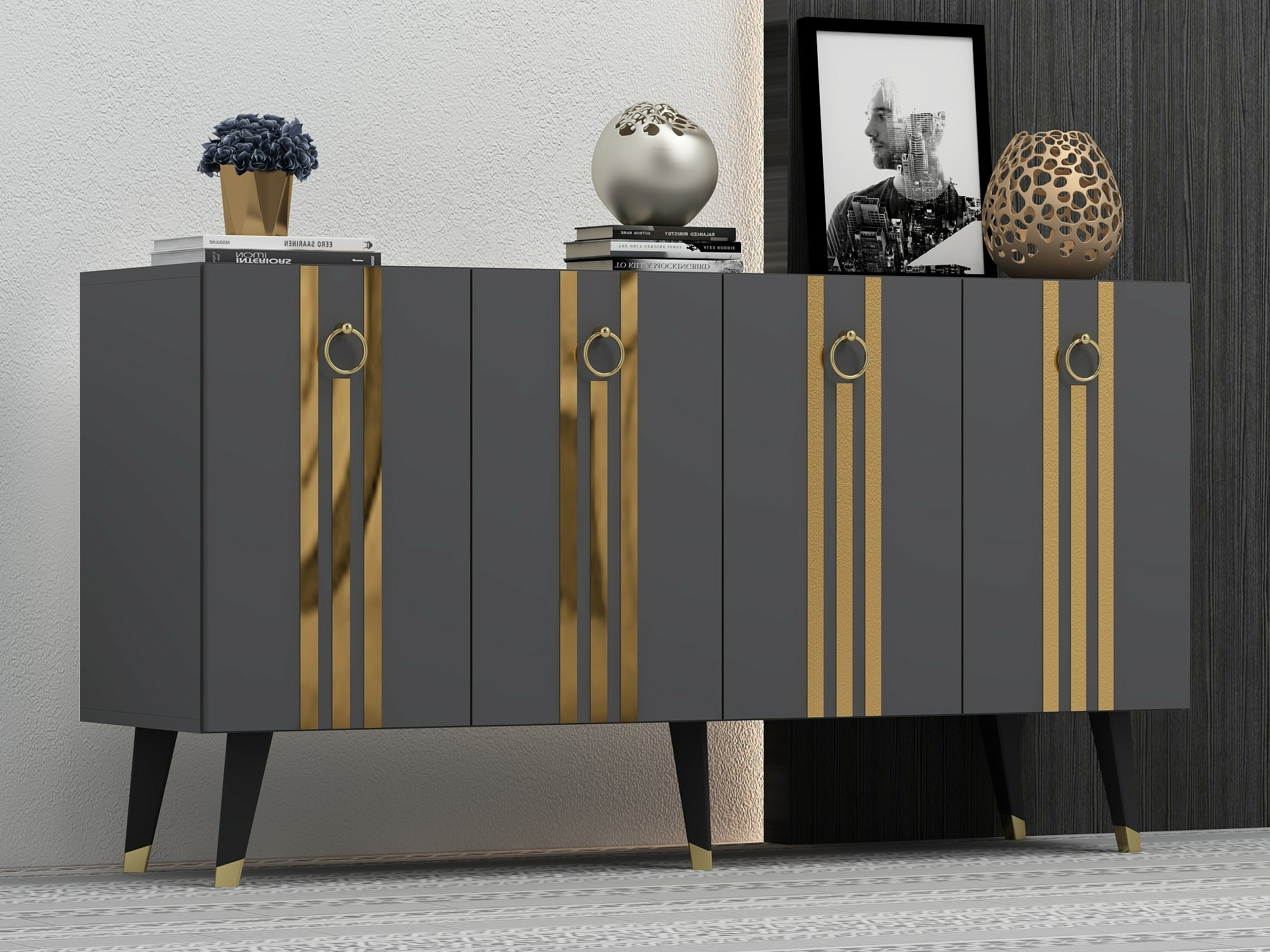 Шкаф Kailua 1970 (Антрацит + Златно)