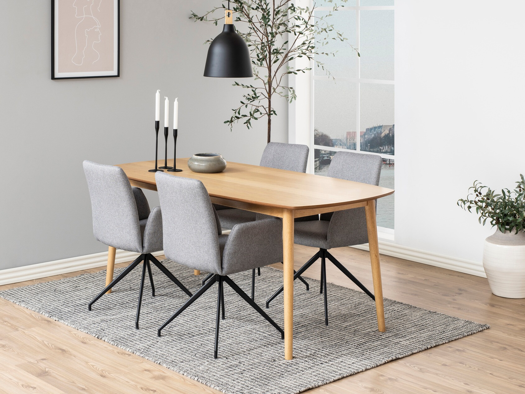 Маса и столове за трапезария Norsica Daltea 118 (Сив + Черен)