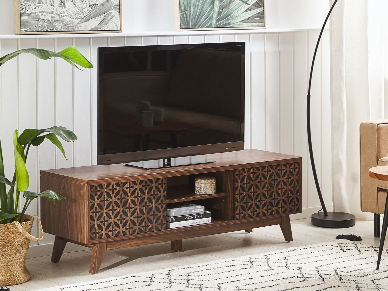 ТВ шкаф Berwyn 1146 (Тъмно дърво + Черен)