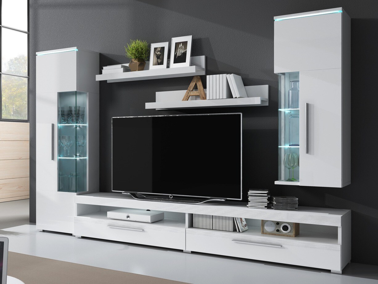 Комплект за хол Torvire 108 (Бял + Бял гланц)