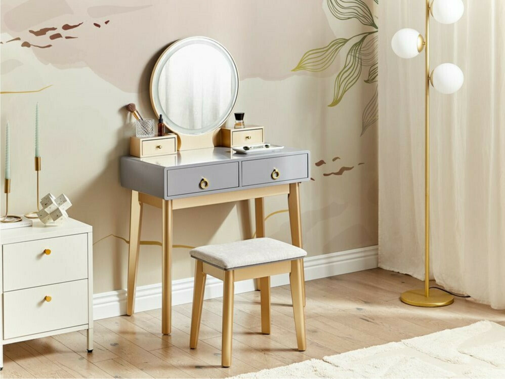 Тоалетка Berwyn 830 (Сив + Златно)