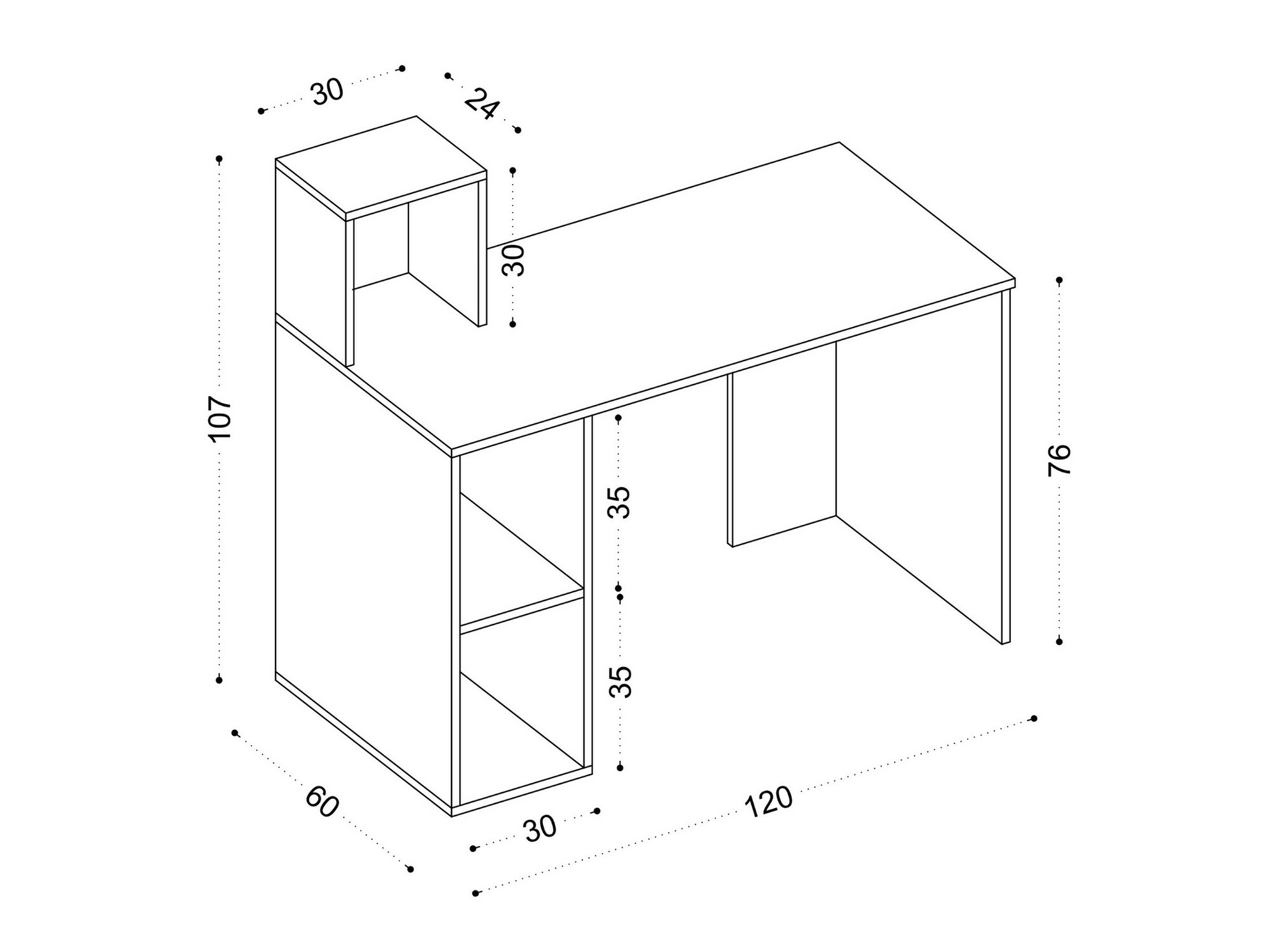 Офис бюро Kailua 735 (Бял)