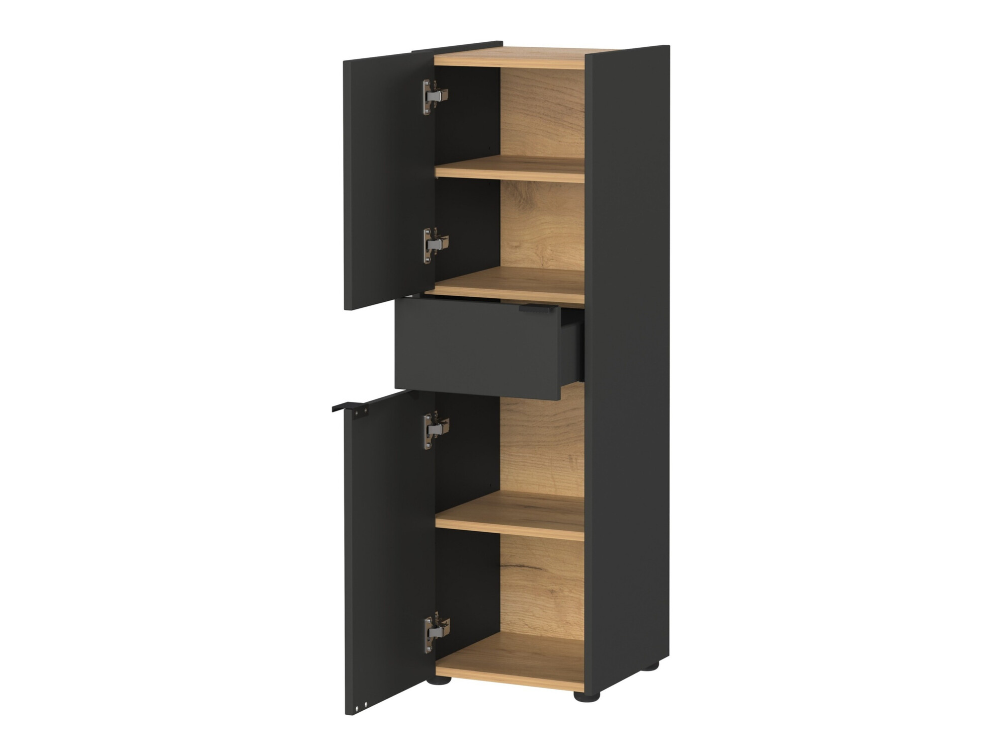 Стоящ шкаф за баня Ventei 101 (Графит + Navarra дъб)