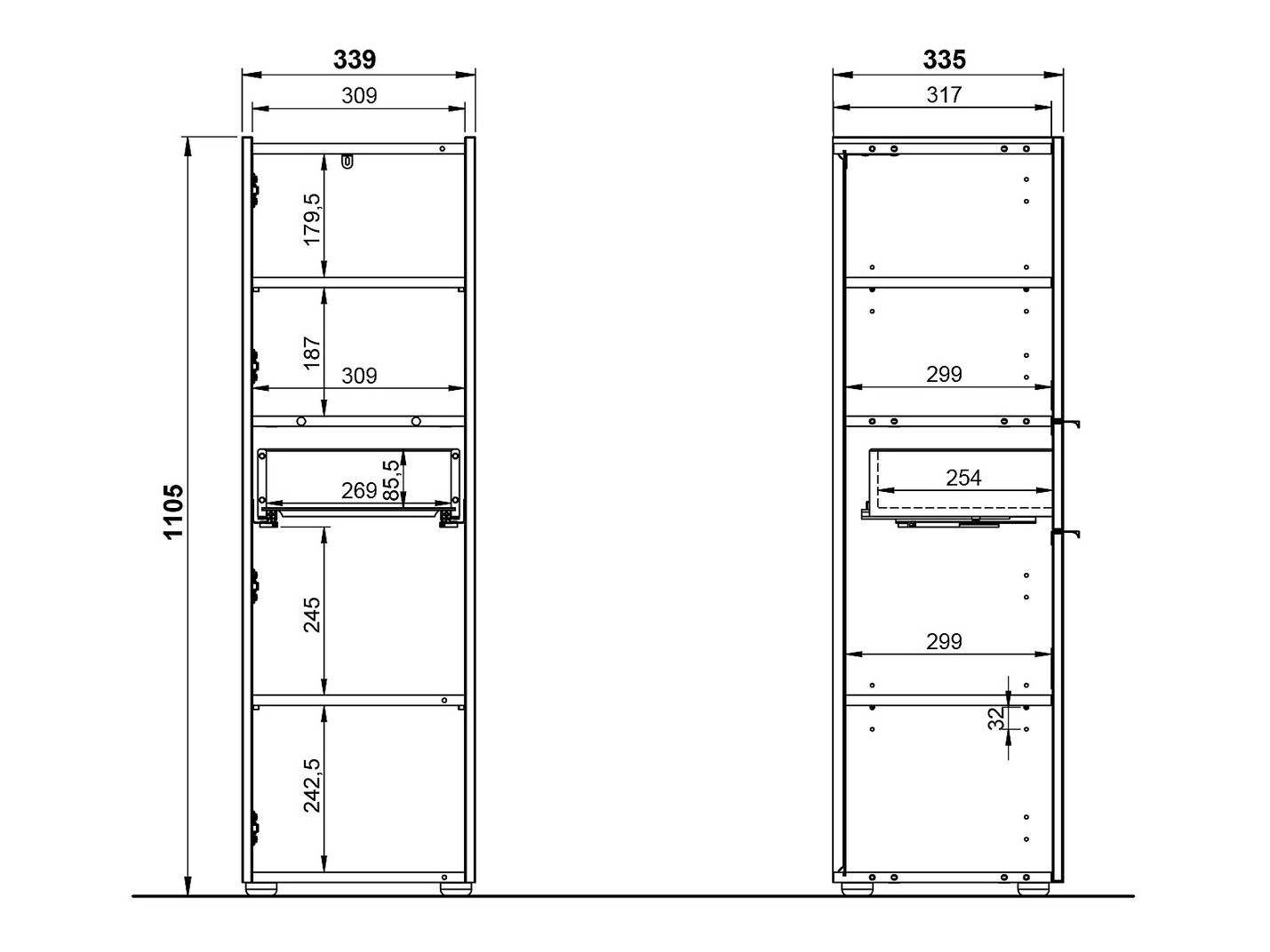 Стоящ шкаф за баня Ventei 101 (Графит + Navarra дъб)