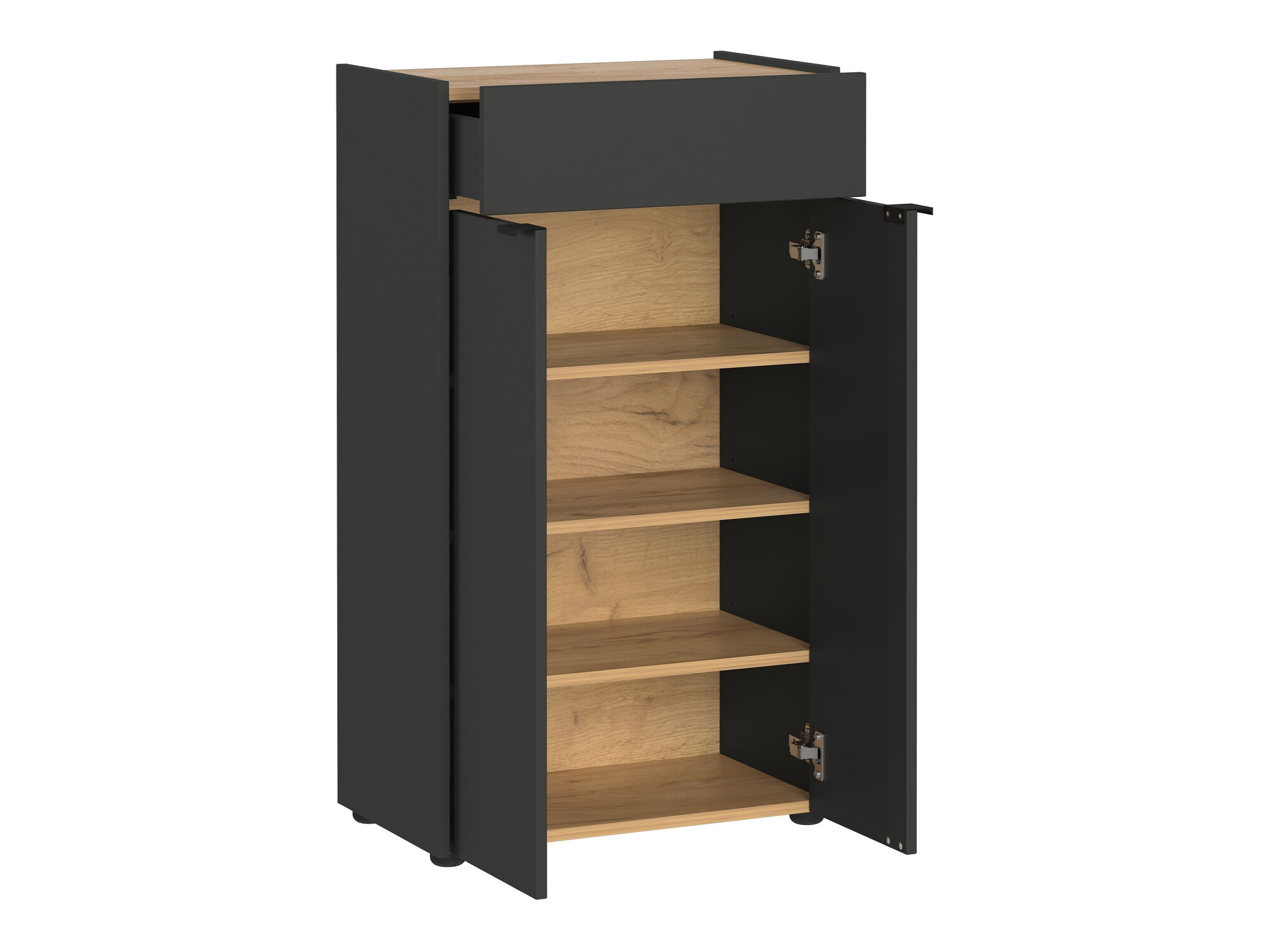 Стоящ шкаф за баня Ventei 102 (Графит + Navarra дъб)