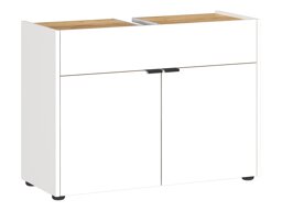 Стоящ шкаф за баня за мивка Ventei 100 (Бял + Navarra дъб)