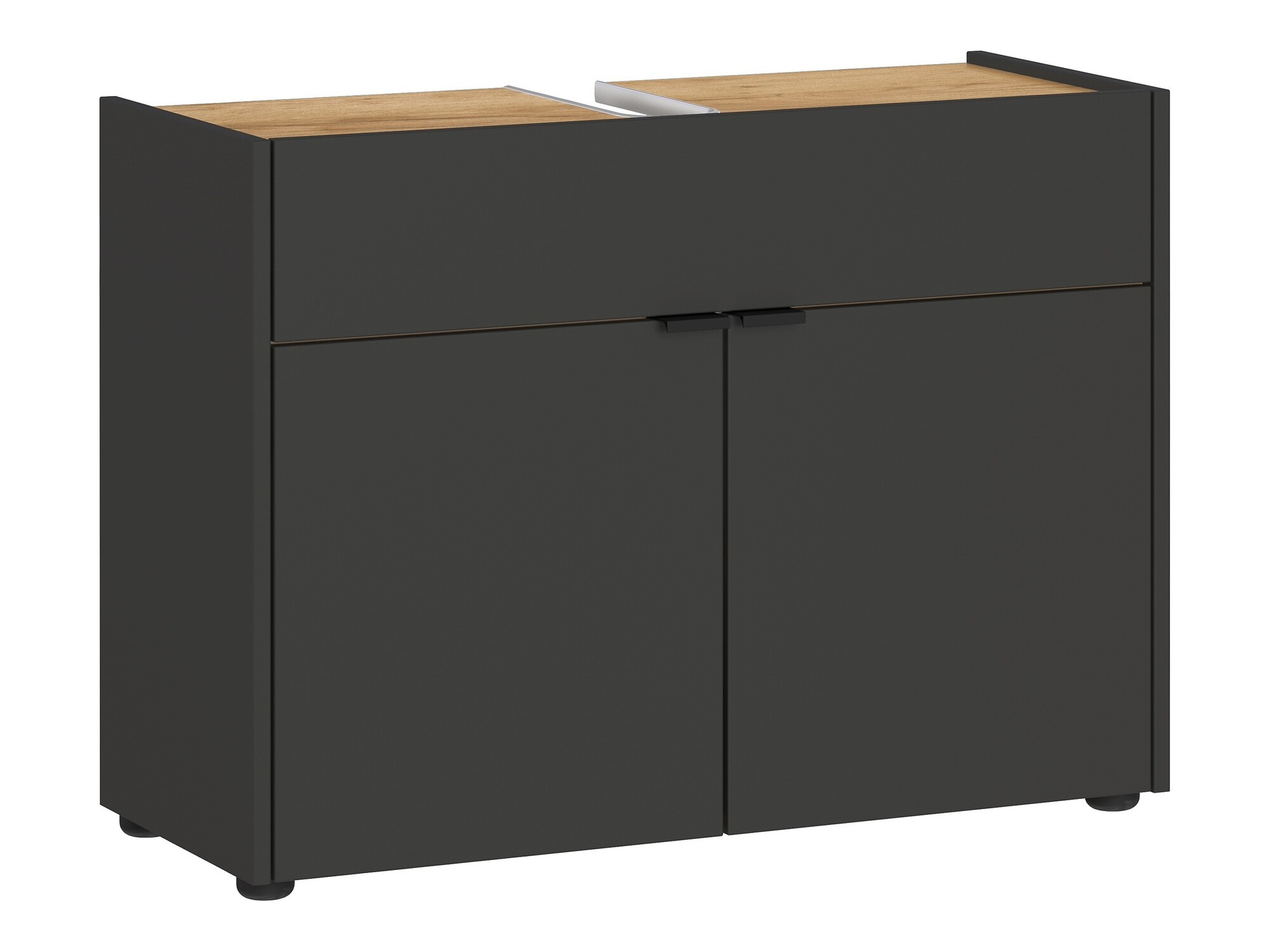 Стоящ шкаф за баня за мивка Ventei 100 (Графит + Navarra дъб)