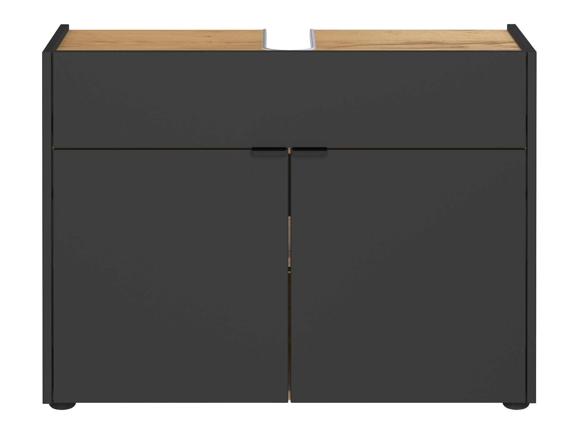 Стоящ шкаф за баня за мивка Ventei 100 (Графит + Navarra дъб)