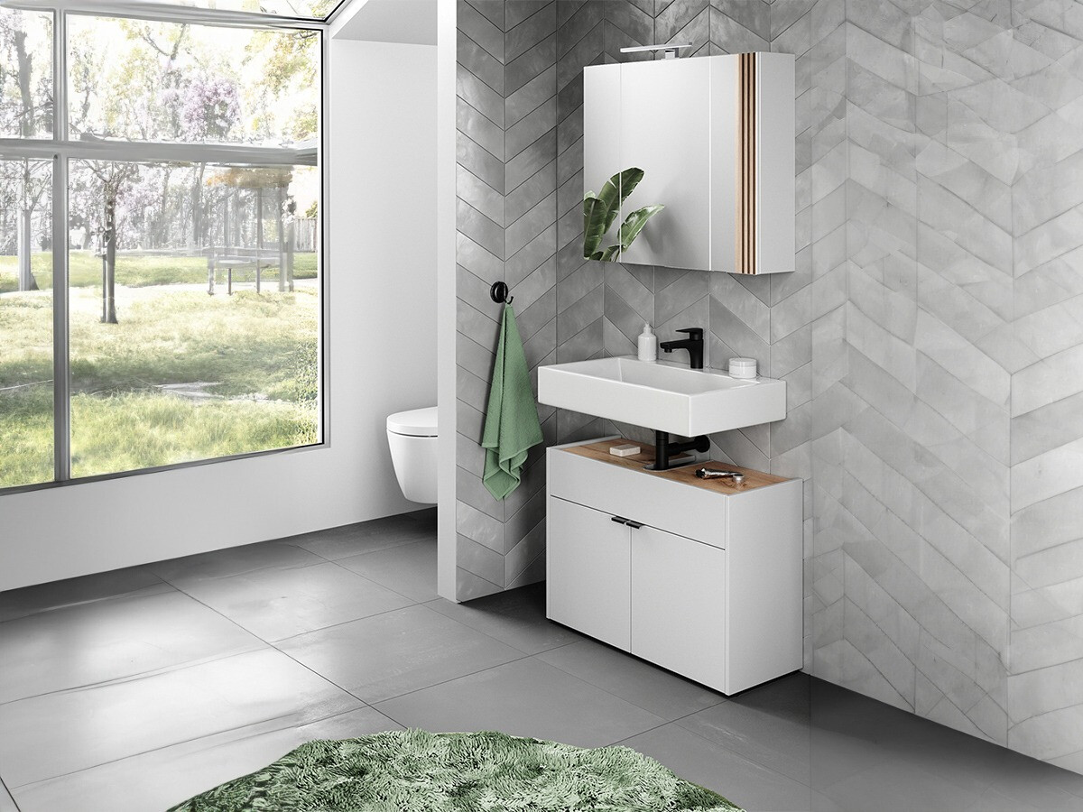 Комплект за баня Ventei 104 (Бял + Navarra дъб)