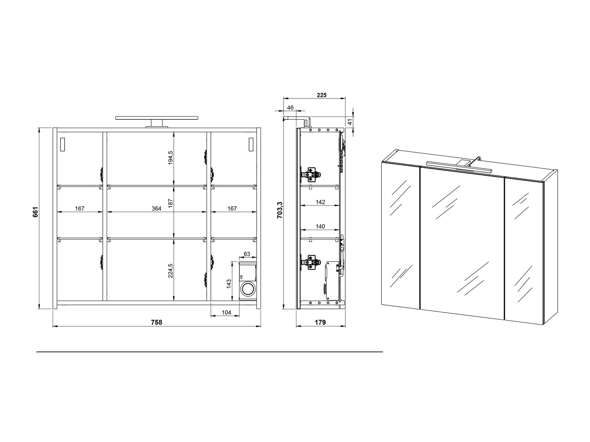 Комплект за баня Ventei 104 (Бял + Navarra дъб)