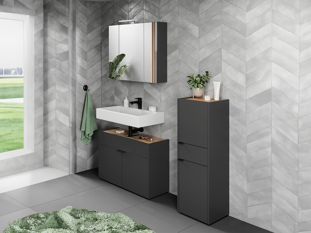 Комплект за баня Ventei 106 (Графит + Navarra дъб)