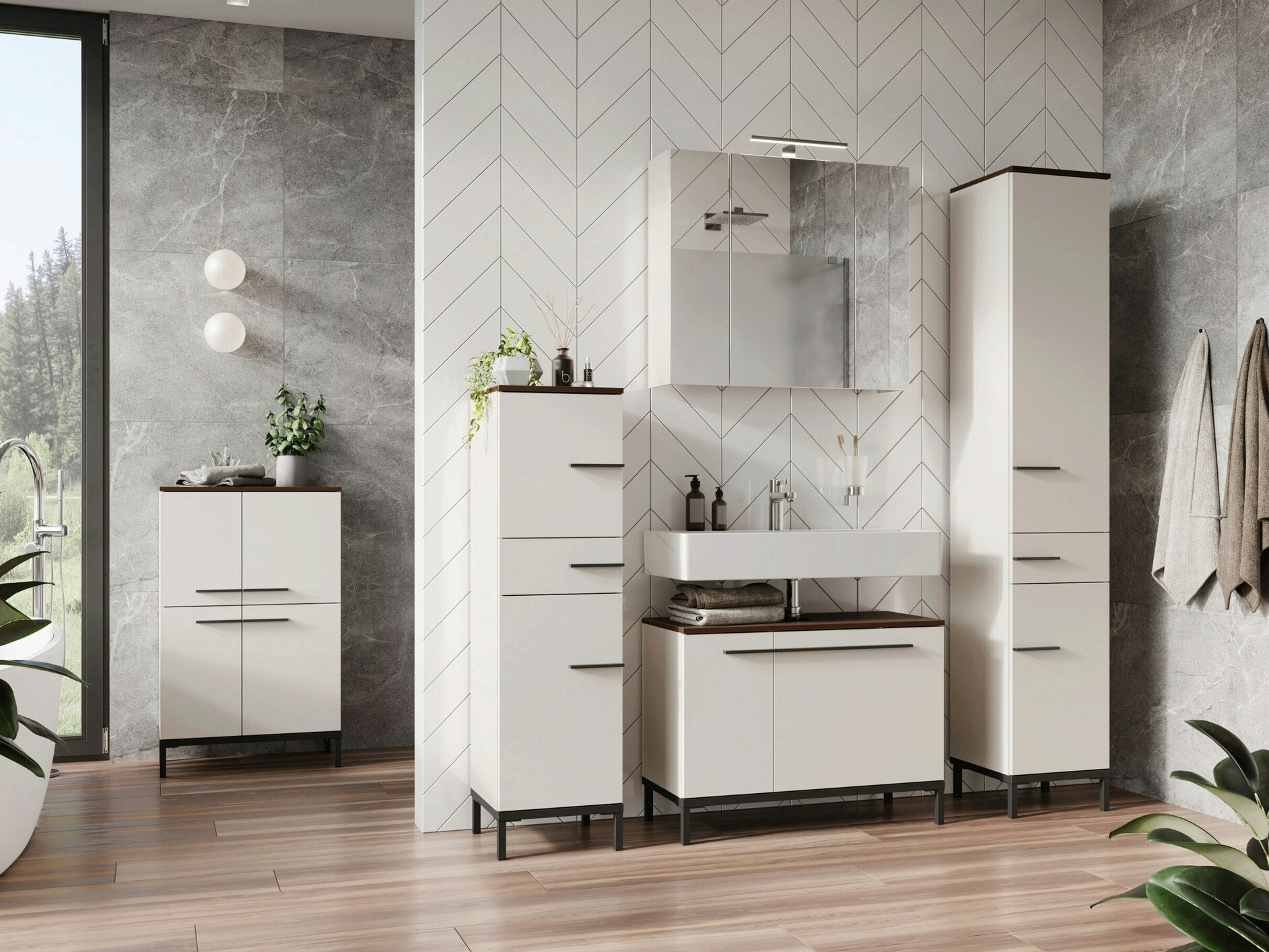 Комплект за баня Ruvlevu 104 (Светло сив + Opex)