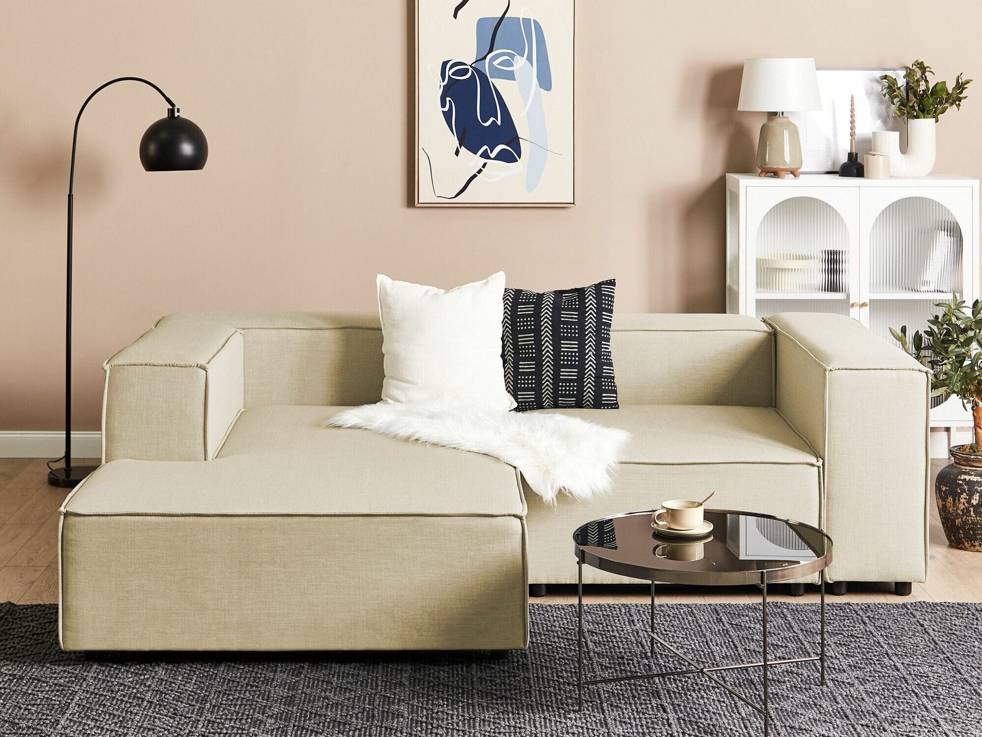 Модулен ъглов диван Enofloi 104 (Бежов)