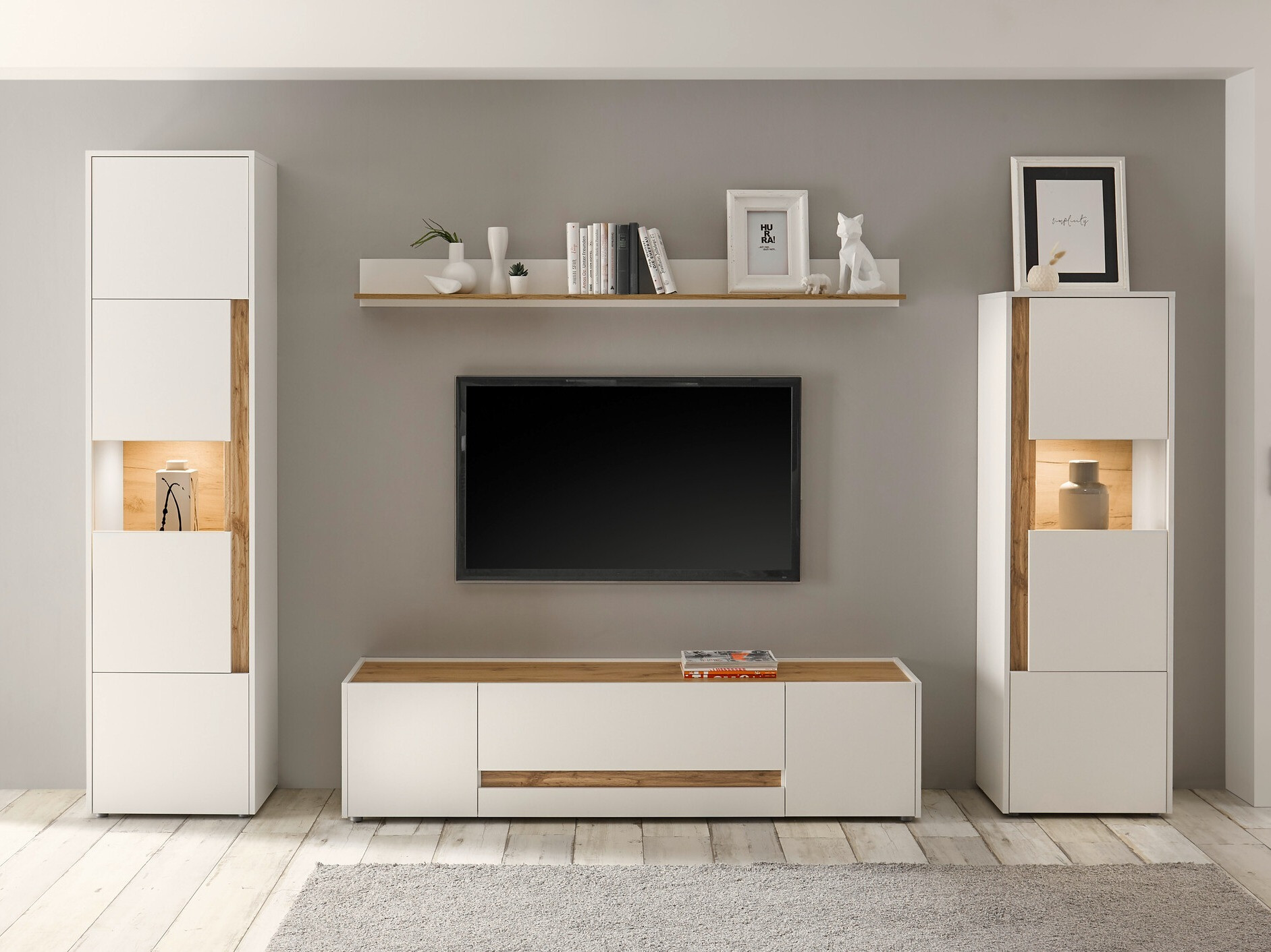 Етажерка Elbsori 100 (Бял + Дъб уотан)