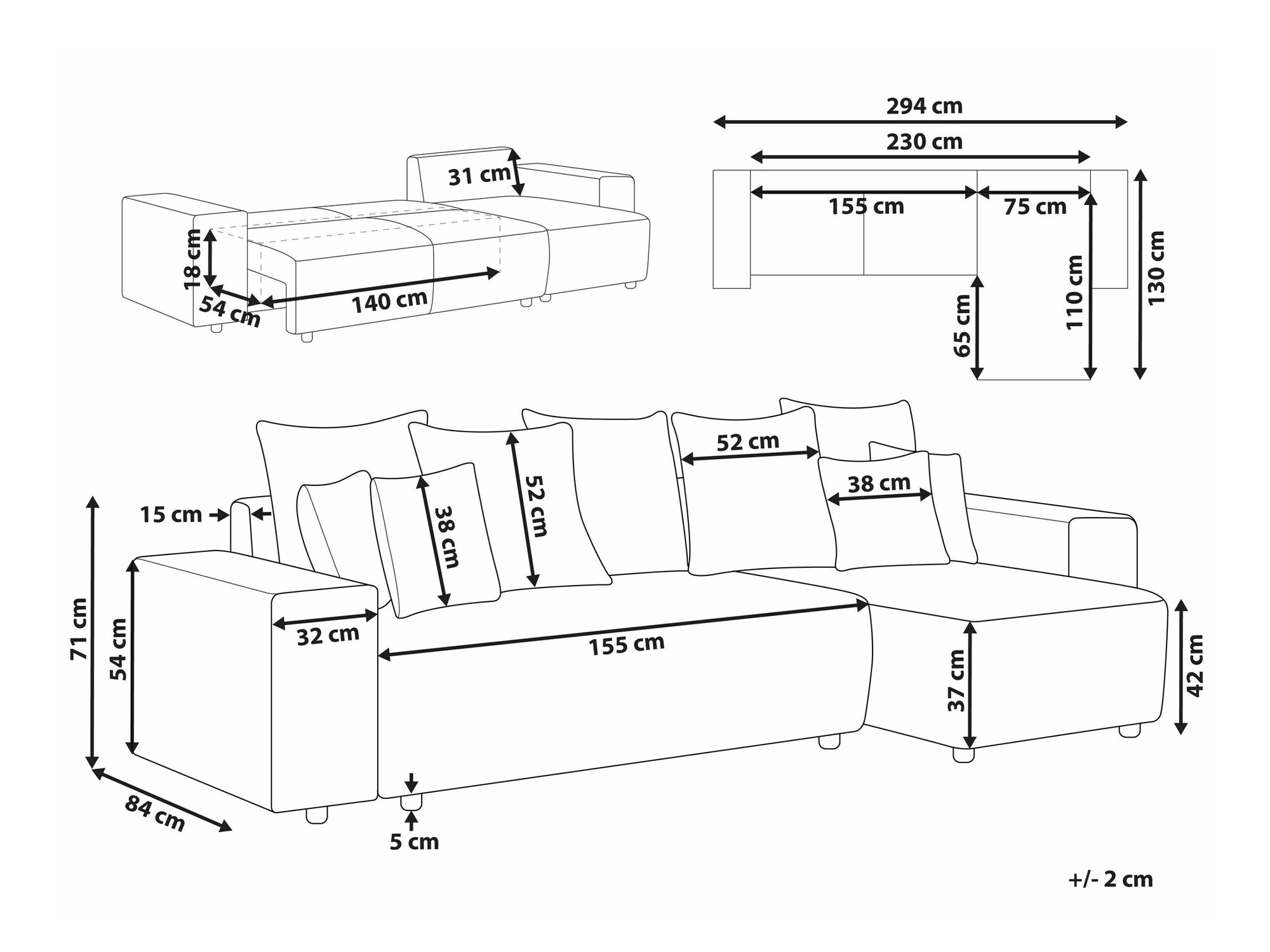 Ъглов диван Berwyn 1801 (Светлокафяво)