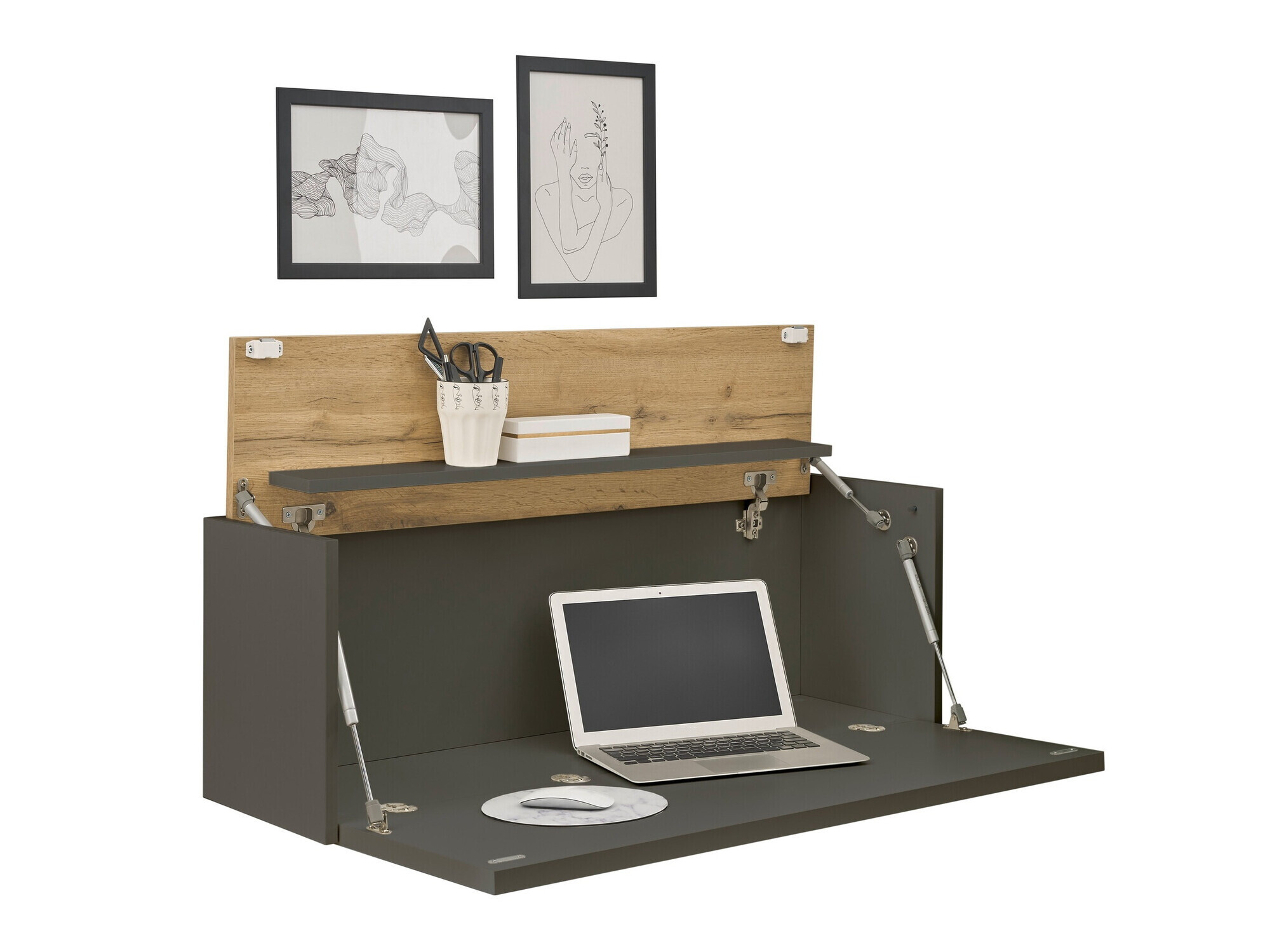 Офис бюро Elbsori 107 (Антрацит + Дъб уотан)