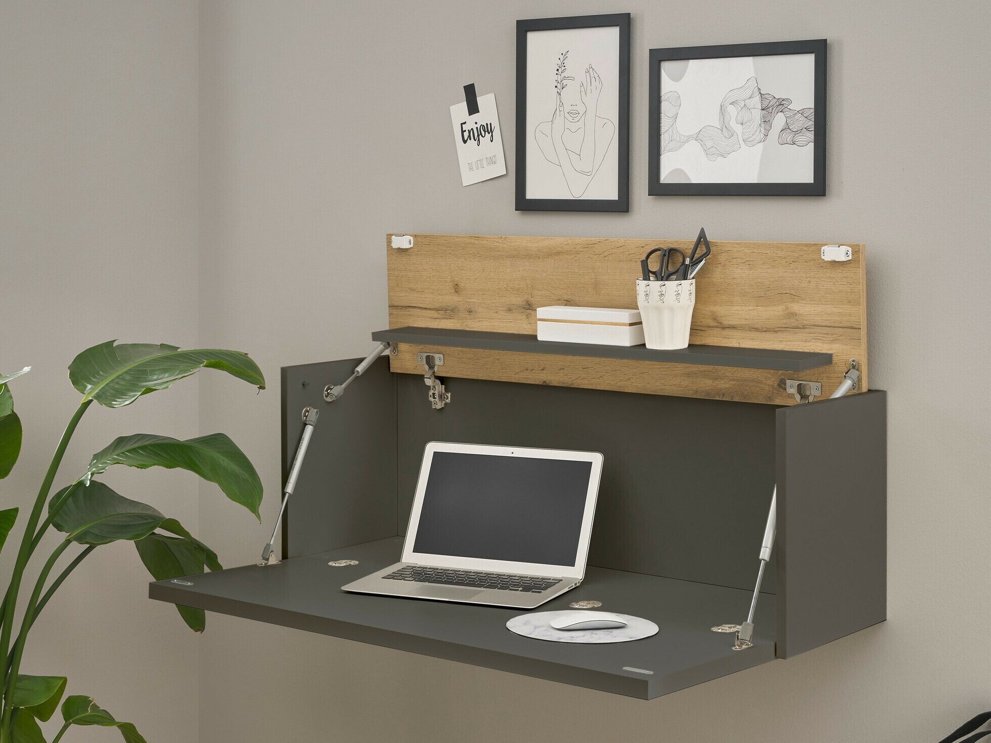 Офис бюро Elbsori 107 (Антрацит + Дъб уотан)