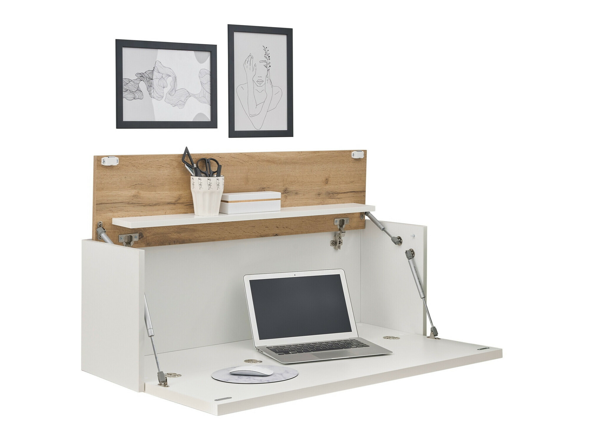 Офис бюро Elbsori 107 (Бял + Дъб уотан)