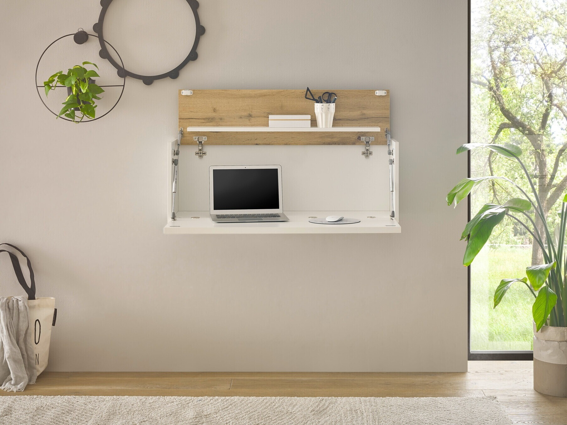 Офис бюро Elbsori 107 (Бял + Дъб уотан)