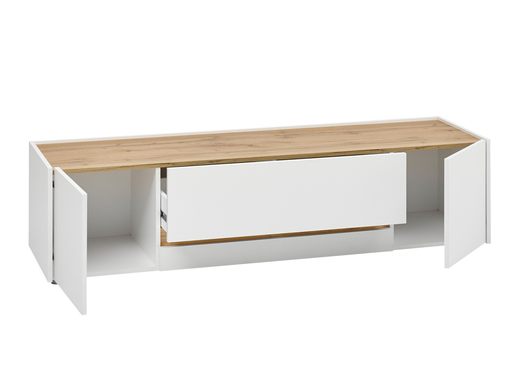 ТВ шкаф Elbsori 115 (Бял + Дъб уотан)
