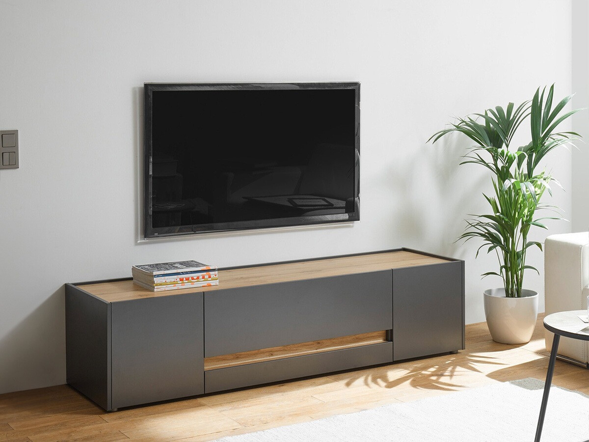 ТВ шкаф Elbsori 115 (Антрацит + Дъб уотан)